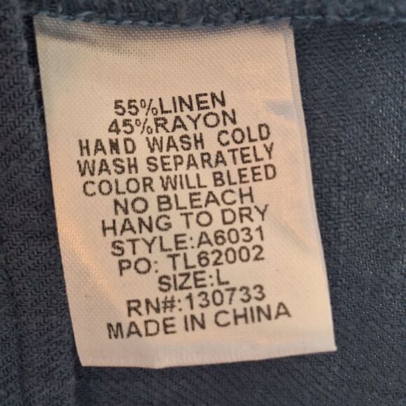 UMGEE Linen Blend Oversized Flowy Babydoll Pocket Dress Keyhole Peacock Blue L - Picture 13 of 15